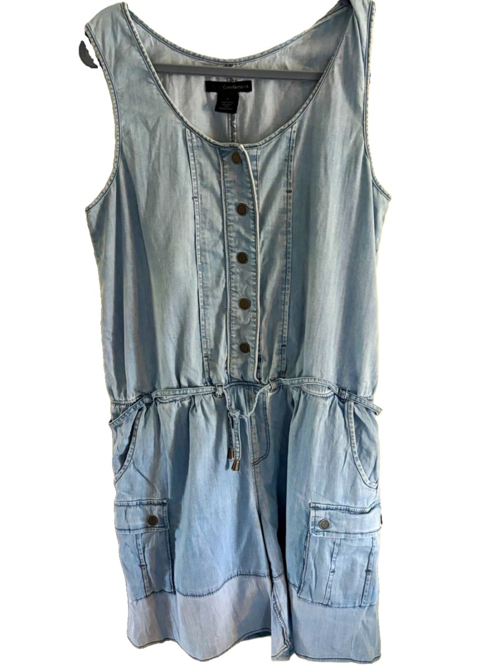 Y2K retro  blue chambray soft denim romper size M by Calvin Klein beach resort